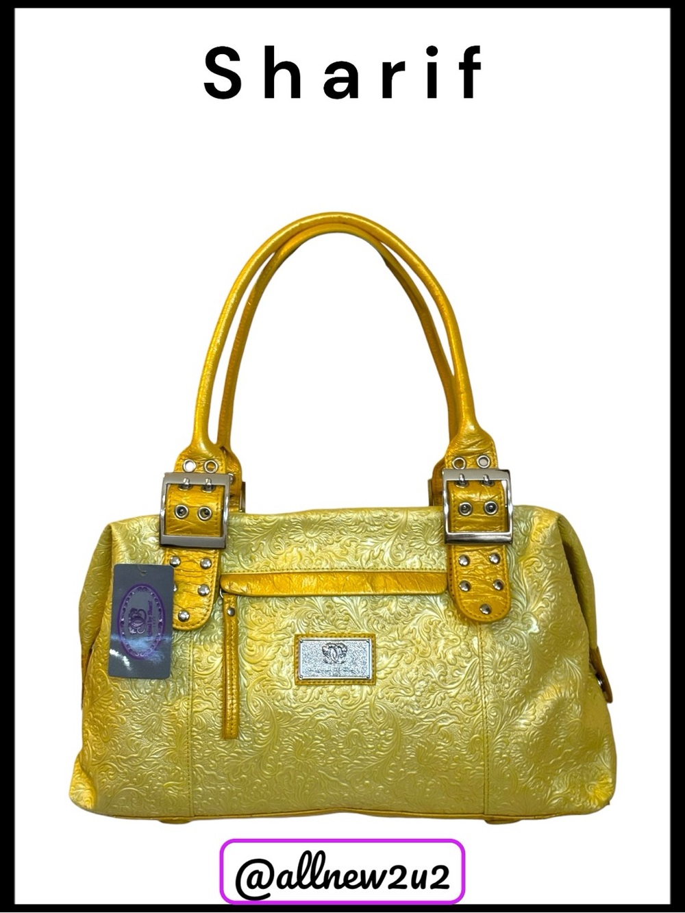 Original Sharif 1927 Shoulder Bag Zippered Top Side Snaps in Lemon and Mustard